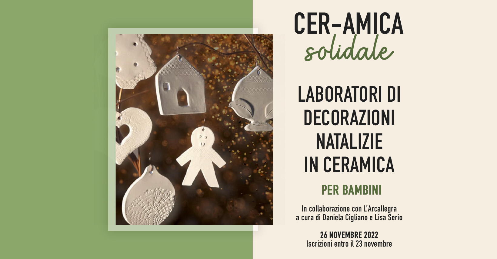 Creazione di decorazioni natalizie in ceramica per bimbi